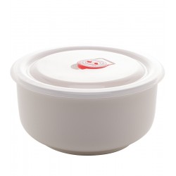 Jogo 3 Refratários 750ml/500ml/250ml  De Porcelana New Bone Com Tampa Plástica Lisa Branca Lyor